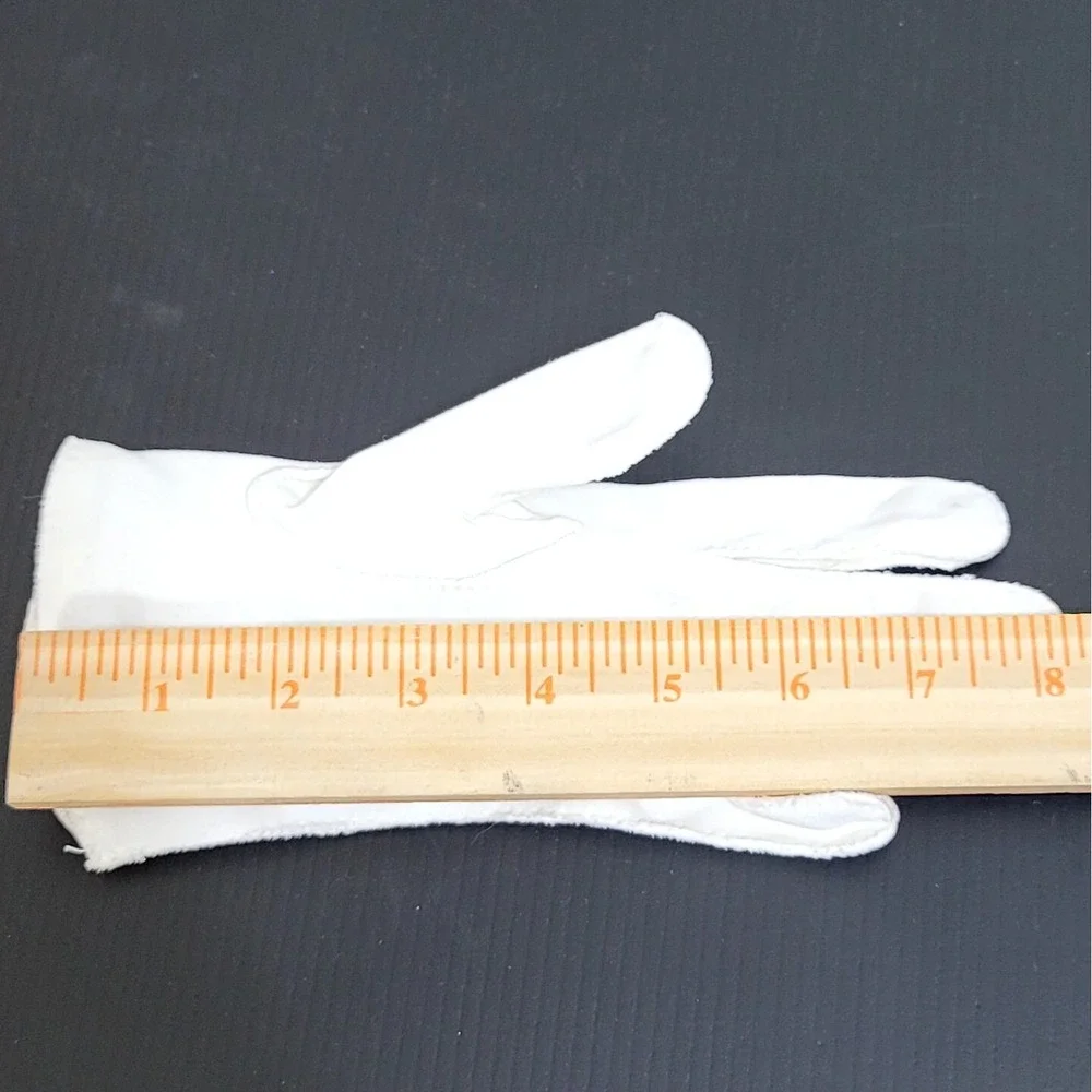 Vintage White Dress Gloves Size 7‎ German Beaded Cotton Double Woven Japan